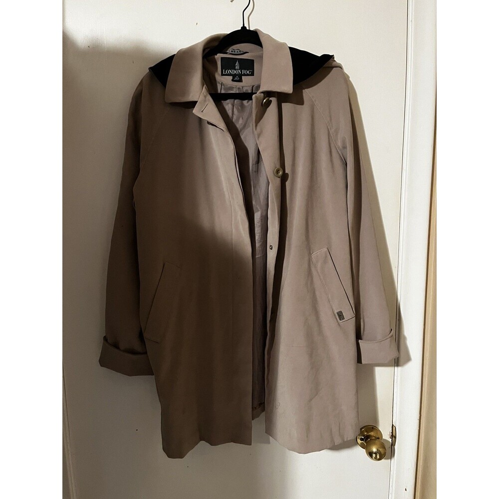 London Fog Women's Taupe Hooded Trench Coat - Size Medium